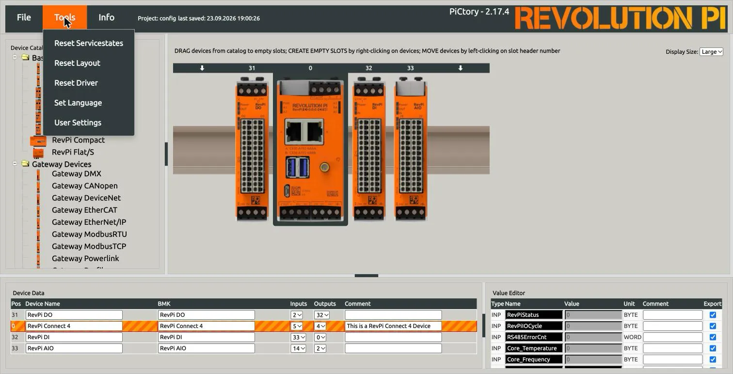 PiCtory Tools menu
