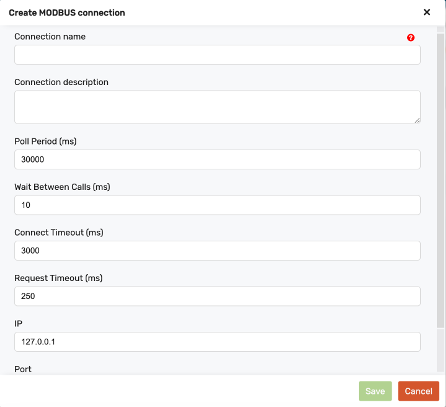 add modbus connection